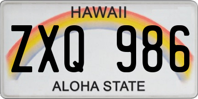 HI license plate ZXQ986