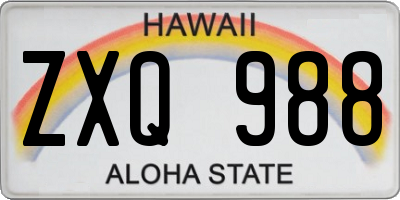 HI license plate ZXQ988