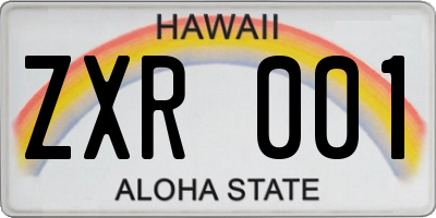 HI license plate ZXR001