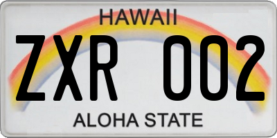 HI license plate ZXR002