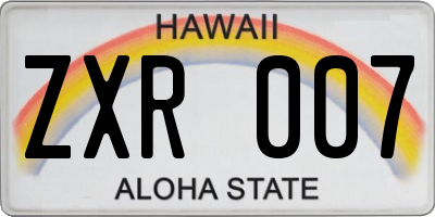 HI license plate ZXR007