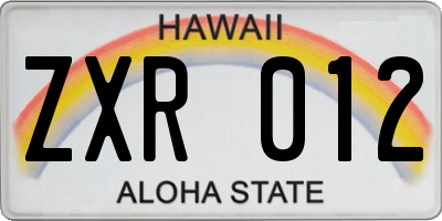 HI license plate ZXR012