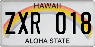 HI license plate ZXR018