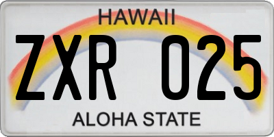 HI license plate ZXR025