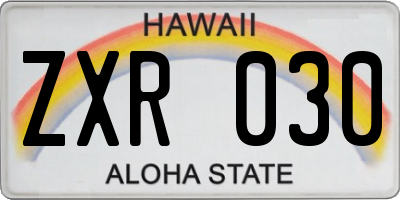 HI license plate ZXR030
