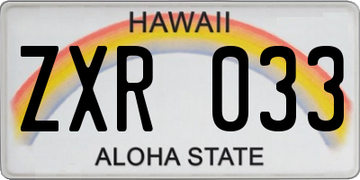 HI license plate ZXR033