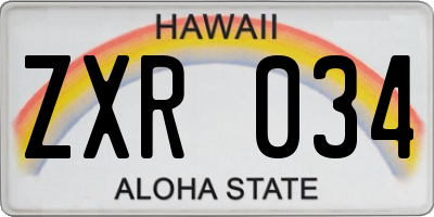 HI license plate ZXR034