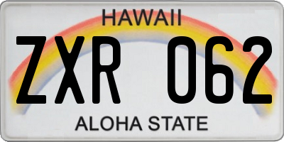 HI license plate ZXR062