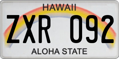 HI license plate ZXR092
