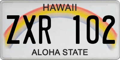 HI license plate ZXR102