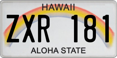 HI license plate ZXR181