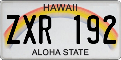 HI license plate ZXR192