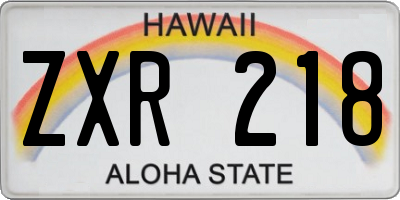 HI license plate ZXR218