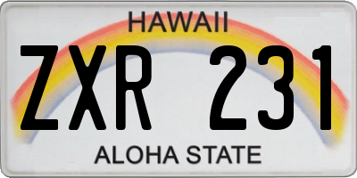 HI license plate ZXR231