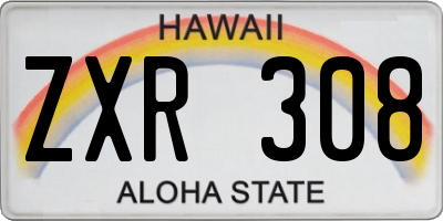 HI license plate ZXR308