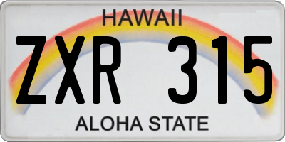 HI license plate ZXR315