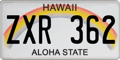 HI license plate ZXR362