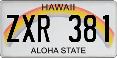 HI license plate ZXR381