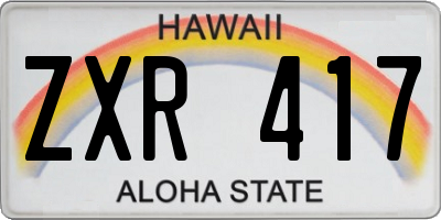 HI license plate ZXR417