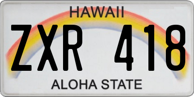 HI license plate ZXR418
