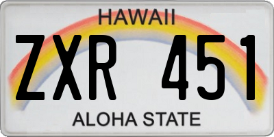 HI license plate ZXR451