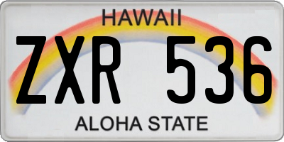 HI license plate ZXR536