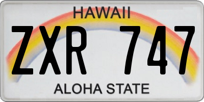 HI license plate ZXR747