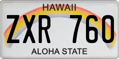 HI license plate ZXR760