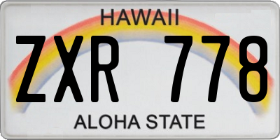 HI license plate ZXR778