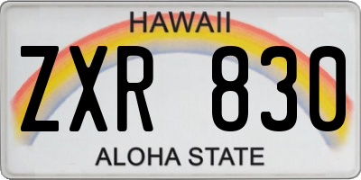 HI license plate ZXR830