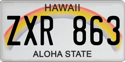 HI license plate ZXR863