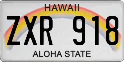HI license plate ZXR918
