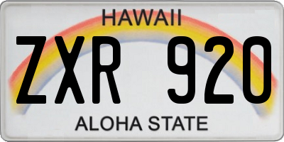 HI license plate ZXR920