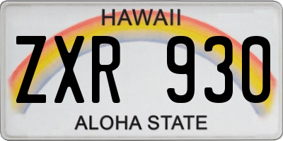 HI license plate ZXR930