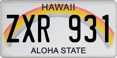 HI license plate ZXR931