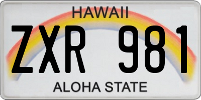 HI license plate ZXR981
