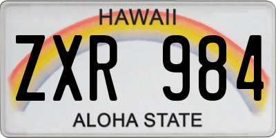 HI license plate ZXR984