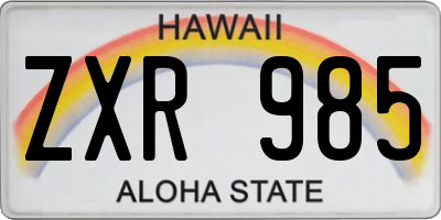 HI license plate ZXR985