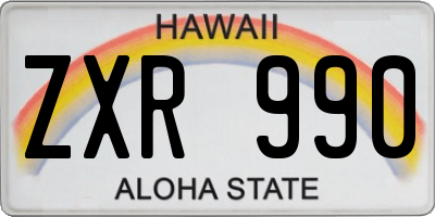 HI license plate ZXR990