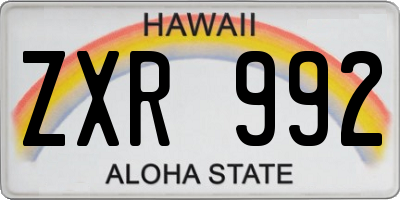 HI license plate ZXR992