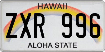 HI license plate ZXR996