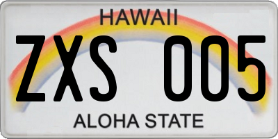 HI license plate ZXS005