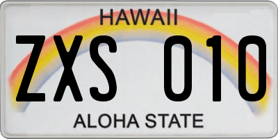 HI license plate ZXS010