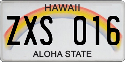 HI license plate ZXS016
