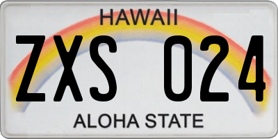 HI license plate ZXS024