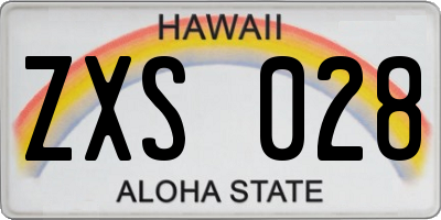 HI license plate ZXS028