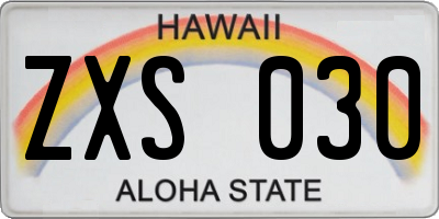 HI license plate ZXS030