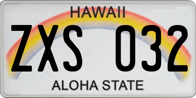 HI license plate ZXS032
