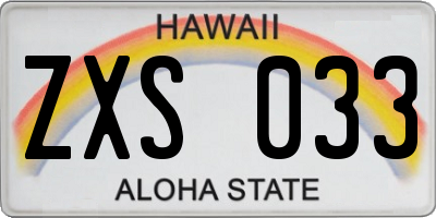 HI license plate ZXS033