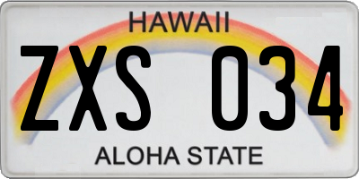 HI license plate ZXS034